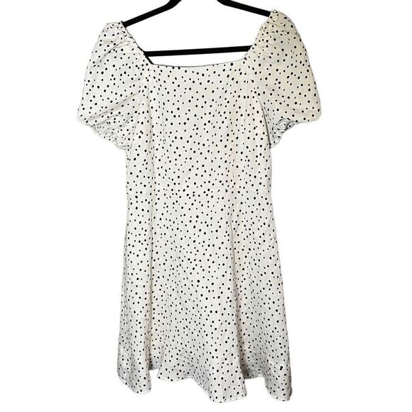 Loft Linen Blend Polka Dotted Bow Dress Size 8 - Picture 1 of 7